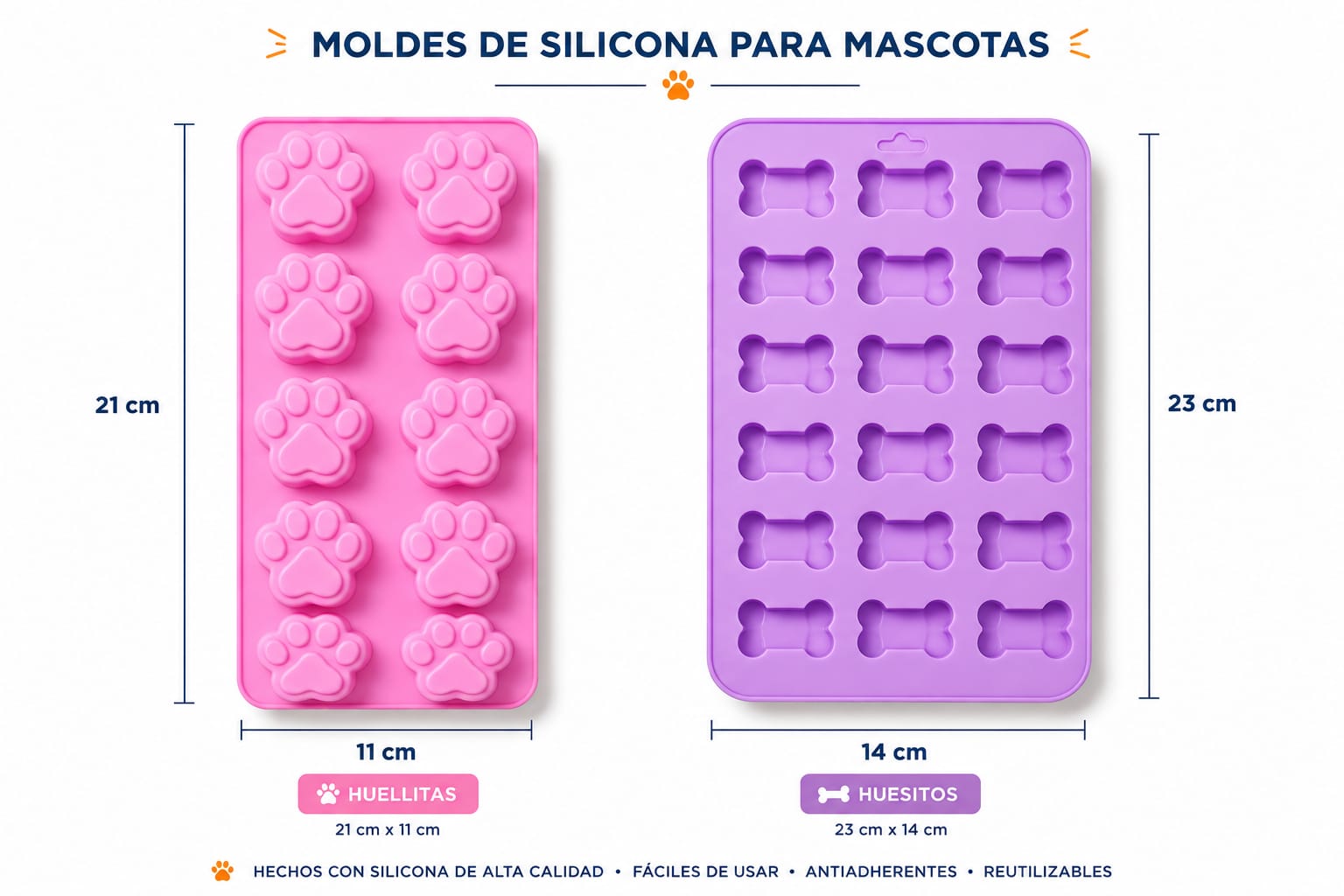 Moldes de silicona para preparar helados y gelatinas para mascotas