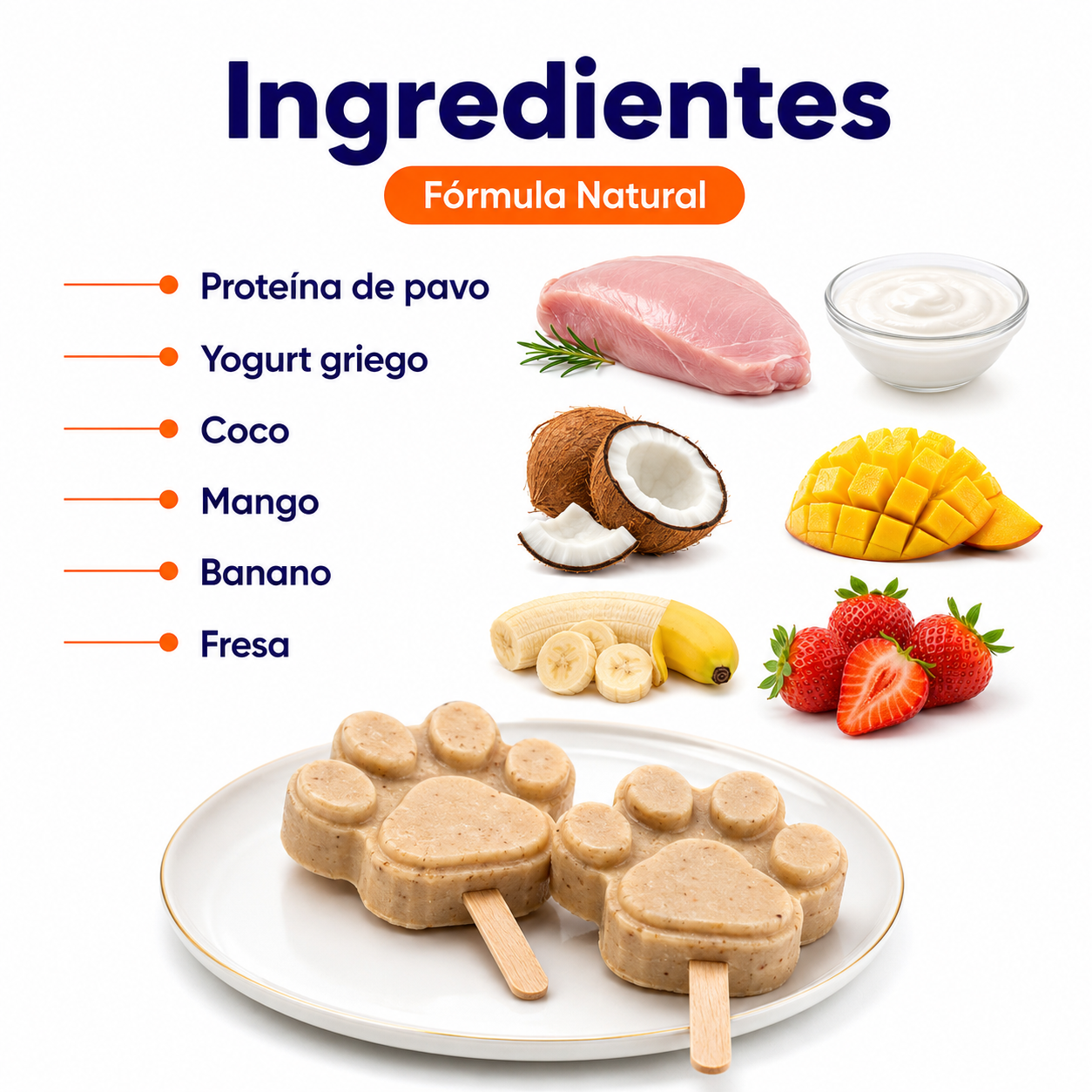 Ingredientes del Helado Instantáneo Keval para perros y gatos
