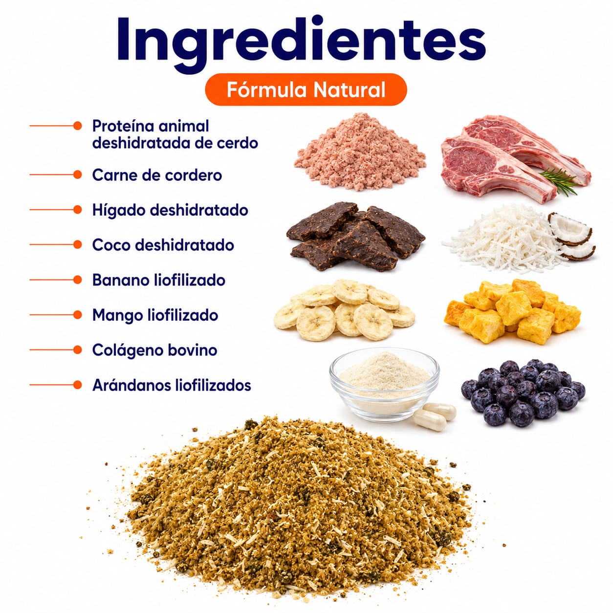 Ingredientes del Sazonador Natural Keval mix de cerdo, cordero y frutas